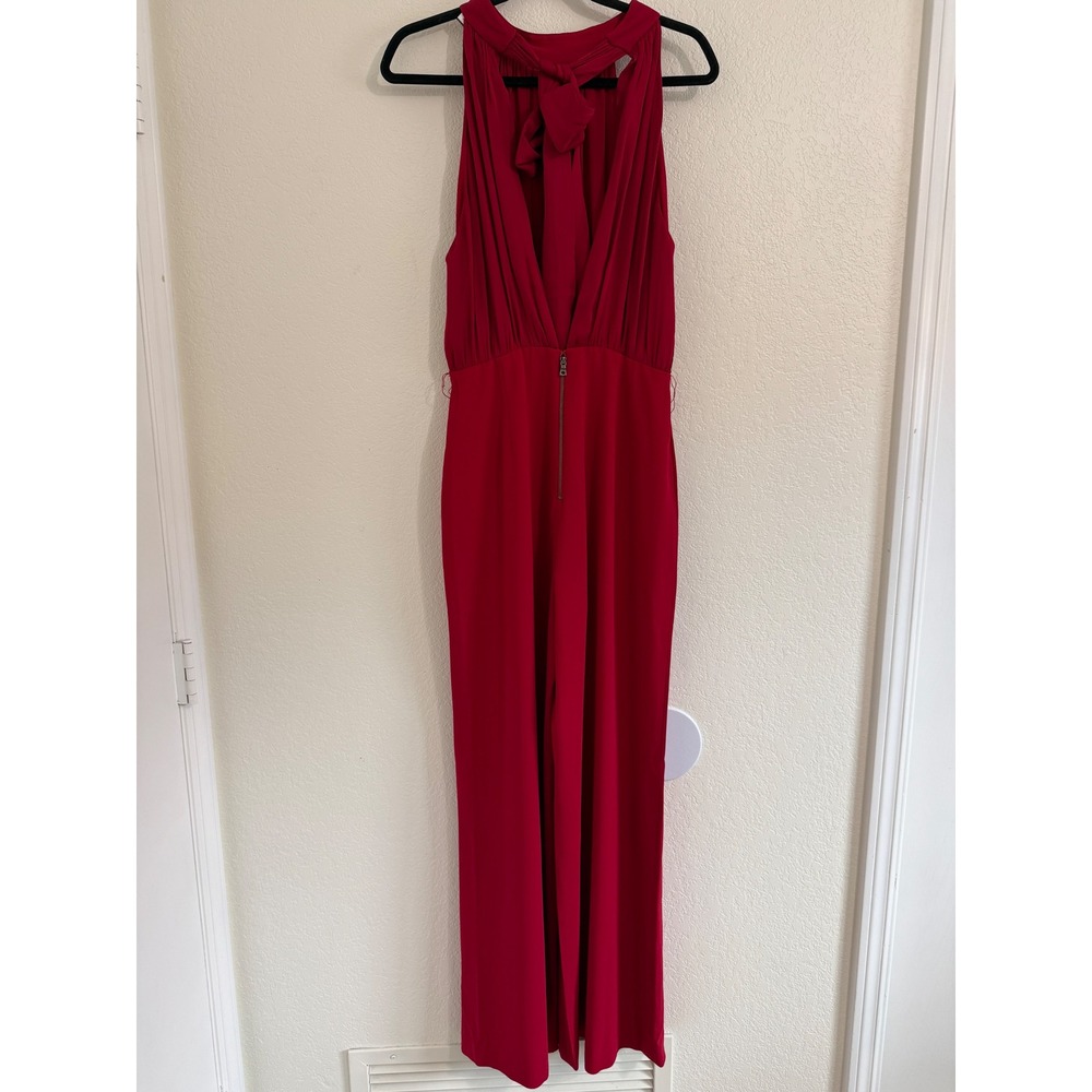 Alice+Olivia Sz 10 Halter Pant Jumpsuit in deep ruby - Picture 2 of 9